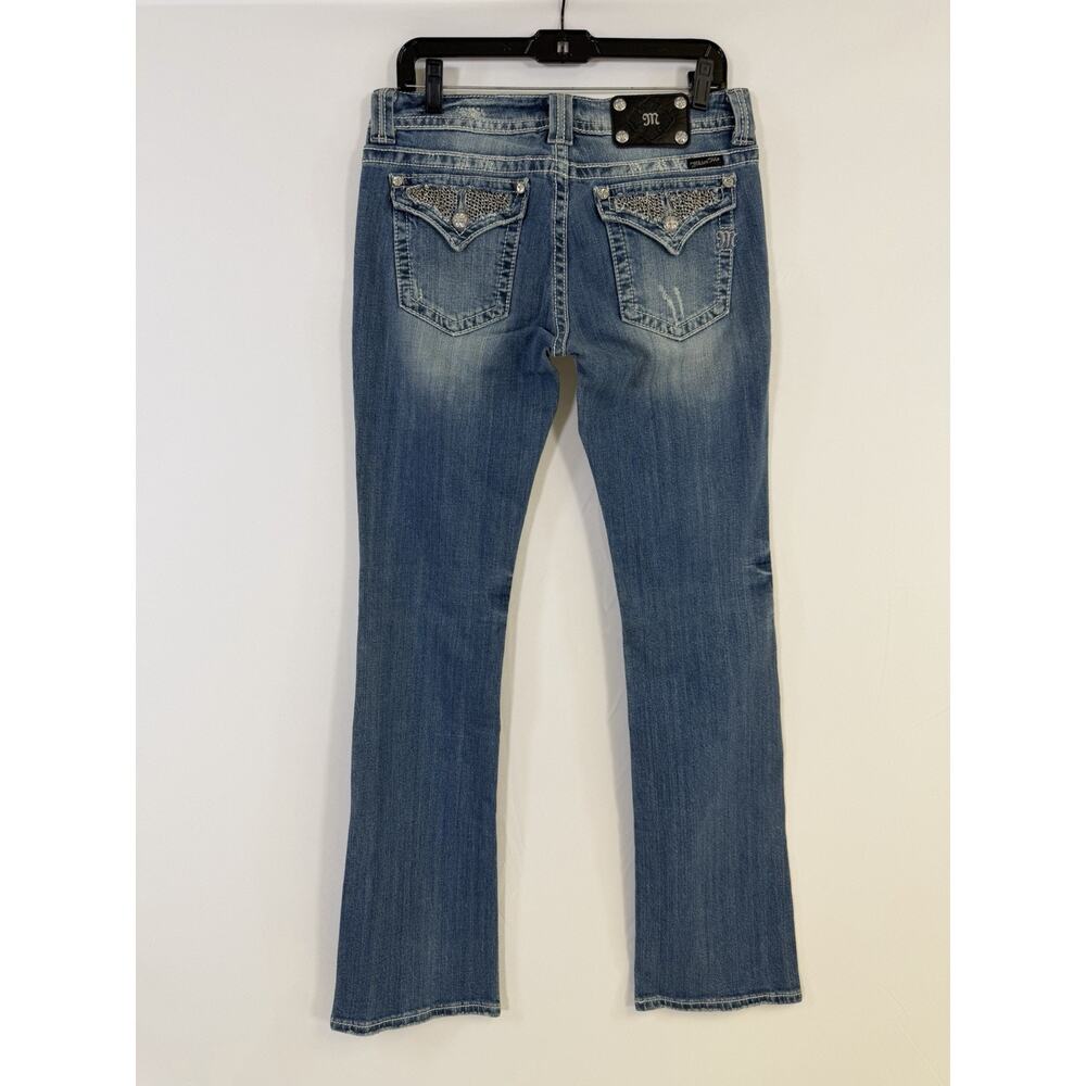 Vintage Y2K Miss Me Wings Embellished Size 30 Low Rise Boot Cut Blue Denim Jeans
